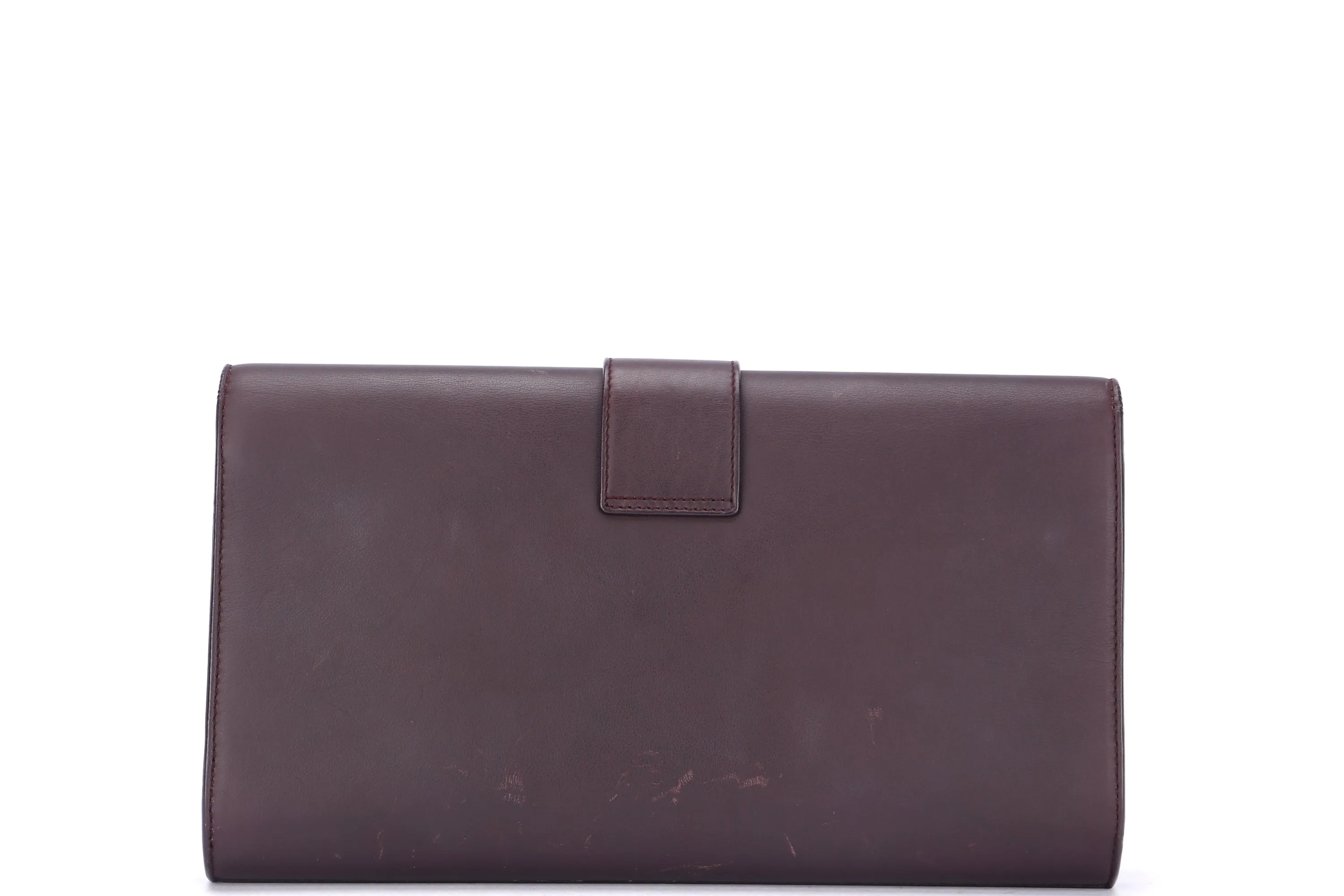 YSL BROWN CLUTCH CALF LEATHER, INSIDE SUEDE LEATHER, WITH DUST COVER